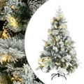 Árvore de Natal C/ Flocos de Neve LED e Pinhas 150 cm Pvc e Pe