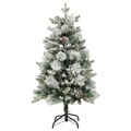 Árvore de Natal C/ Flocos de Neve LED e Pinhas 150 cm Pvc e Pe