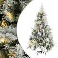 Árvore de Natal C/ Flocos de Neve LED e Pinhas 195 cm Pvc e Pe