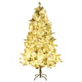 Árvore de Natal C/ Flocos de Neve LED e Pinhas 195 cm Pvc e Pe