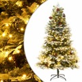 Árvore de Natal com Luzes LED e Pinhas 225 cm Pvc e Pe Verde