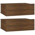 Mesas Cabeceira Susp. 2pcs 40x30x15 cm Cor Carvalho Castanho