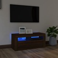 Móvel de Tv com Luzes LED 90x35x40 cm Carvalho Castanho