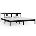 Estrutura de Cama Super King 180x200 cm Madeira Maciça Preto