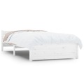 Estrutura de Cama Solteiro 90x190 cm Madeira Maciça Branco