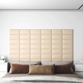 Painel de Parede 12 pcs 30x15 cm Tecido 0,54 M² Cor Creme