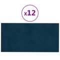 Painel de Parede 12 pcs 30x15 cm Veludo 0,54 M² Azul