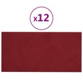 Painel de Parede 12 pcs 30x15 cm Veludo 0,54 M² Vermelho Tinto