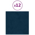 Painel de Parede 12 pcs 30x30 cm Veludo 1,08 M² Azul
