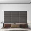 Painel Parede 12pcs 60x15 cm Couro Artificial 1,08 M² Cinza