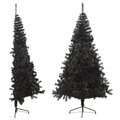 Meia Árvore de Natal Artificial com Suporte 240 cm Pvc Preto