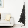Meia Árvore de Natal Artificial com Suporte 240 cm Pvc Preto