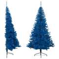 Meia árvore de Natal Artificial com Suporte 210 cm Pvc Azul