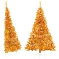 Meia árvore de Natal Artificial com Suporte 180 cm Pvc Dourado