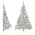 Meia árvore de Natal Artificial com Suporte 210 cm Pvc Prateado