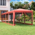 319250 Party Tent With 10 Mesh Sidewalls Red 3x12 M Hdpe