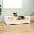 Cama para Cães 95,5x65,5x28 cm Madeira de Pinho Maciça Branco