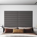 Painel de Parede 12 pcs 90x15 cm Couro Artificial 1,62 M² Cinza