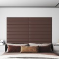 Painel Parede 12 pcs 90x15 cm Couro Artificial 1,62 M² Castanho