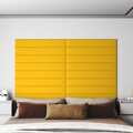 Painel de Parede 12 pcs 90x15 cm Veludo 1,62 M² Amarelo