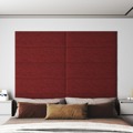 Painel Parede 12 pcs 90x30 cm Tecido 3,24 M² Vermelho Tinto