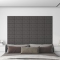 Painel de Parede 12 pcs 30x15 cm Couro Artificial 0,54 M² Cinza