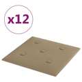 Painel Parede 12pcs 30x30cm Couro Artificial 1,08 M² Cappuccino