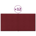 Painel de Parede 12 pcs 30x15 cm Tecido 0,54 M² Vermelho Tinto