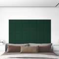 Painel de Parede 12 pcs 30x15 cm Tecido 0,54 M² Verde-escuro