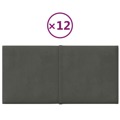 Painel de Parede 12 pcs 30x15 cm Veludo 0,54 M² Cinza-escuro