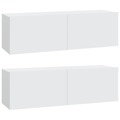 Armários Tv Parede 2pcs 100x30x30 cm Derivados Madeira Branco