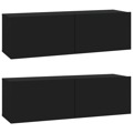 Móveis de Tv P/ Parede 2pcs 100x30x30cm Derivados Madeira Preto