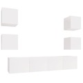 Conjunto Móveis de Tv Madeira Processada Branco Brilhante 6 pcs