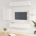 Conjunto de Móveis de Tv Derivados de Madeira Branco 8 pcs