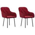 Cadeiras de Jantar 2 pcs Veludo Vermelho Tinto