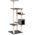 árvore P/ Gatos C/ Postes Arranhadores Sisal 142cm Cinza-escuro