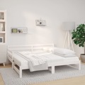 Estrutura Sofá-cama de Puxar 2x(90x190) cm Pinho Maciço Branco