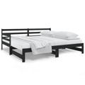 Estrutura Sofá-cama de Puxar 2x(90x190)cm Pinho Maciço Preto