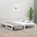 Estrutura Sofá-cama de Puxar 2x(90x190) cm Pinho Maciço Branco