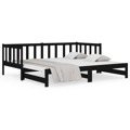 Estrutura Sofá-cama de Puxar 2x(90x190)cm Pinho Maciço Preto