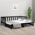 Estrutura Sofá-cama de Puxar 2x(90x190)cm Pinho Maciço Preto