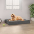 Cama para Cães 71,5x54x9 cm Madeira de Pinho Maciça Cinza