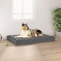 Cama para Cães 91,5x64x9 cm Madeira de Pinho Maciça Cinza