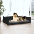 Cama para Cães 95,5x65,5x28 cm Madeira de Pinho Maciça Preto