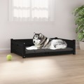 Cama para Cães 105,5x75,5x28 cm Madeira de Pinho Maciça Preto