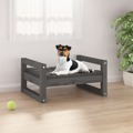 Cama para Cães 55,5x45,5x28 cm Madeira de Pinho Maciça Cinzento