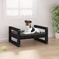 Cama para Cães 55,5x45,5x28 cm Madeira de Pinho Maciça Preto