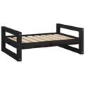 Cama para Cães 75,5x55,5x28 cm Madeira de Pinho Maciça Preto