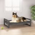 Cama para Cães 95,5x65,5x28 cm Madeira de Pinho Maciça Cinzento