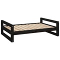 Cama para Cães 95,5x65,5x28 cm Madeira de Pinho Maciça Preto